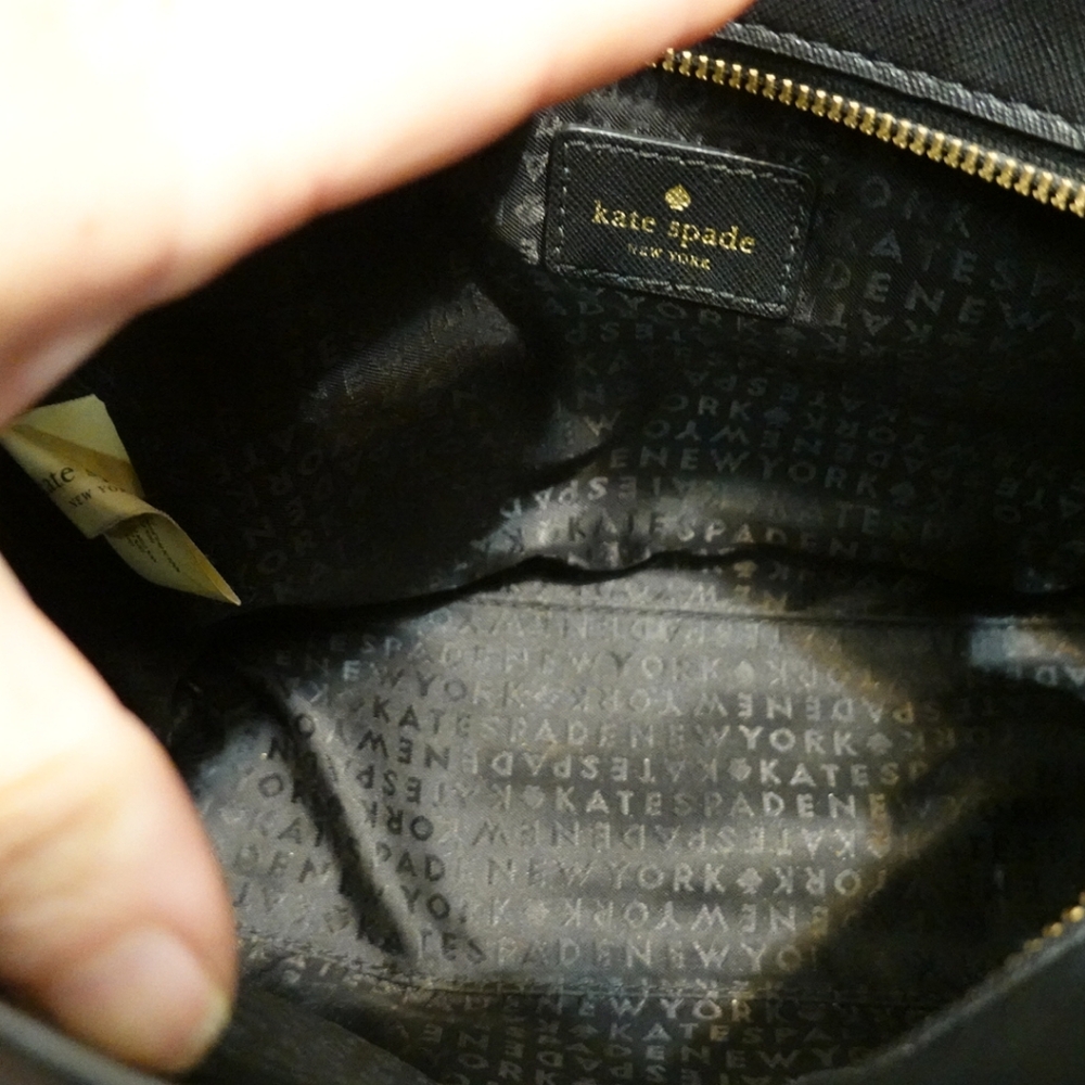KATE SPADE Laurel Way Black Leather Satchel with Diamond Studded Bow Detail - Picture 7 of 13
